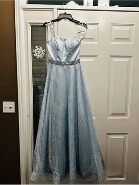 Light Blue Sparkle A-Line Prom Dress